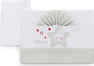 Italbaby Lenzuola Lettino Neonato Set in Cotone Federa + Sopra + Sotto con Angoli colore Avorio - Star