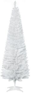 HOMCOM Albero di Natale Artificiale in PVC con 390 Rami e Base in Plastica, Design Alto e Stretto, Φ55x180cm, Bianco