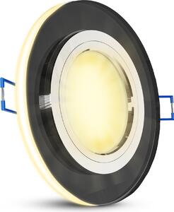 SSC-LUXon YAPU faretto da incasso in vetro con anello LED in tondo nero riflettente - downlight piatto incluso modulo LED 4W bianco caldo + bianco neutro + luce diurna 230V 230V