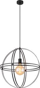 Lampada a sospensione Globo Lighting, struttura in metallo nero opaco, cavo in PVC nero, altezza regolabile, paralume da assemblare, diametro: 500 mm, altezza: 1200 mm, esclusa lampadina: 1 x E27 60W 230V
