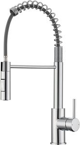 Rubinetto da cucina con doccetta, girevole a 360°, miscelatore per cucina con 4 funzioni spray, rubinetto per cucina in acciaio inossidabile, cromato