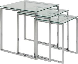 Tavolino modulare >Katrine< (3 elementi) in vetro trasparente - 50x55x50 cm (LxAxP)