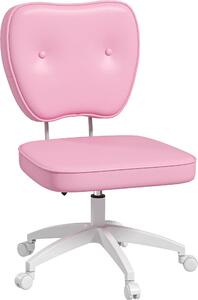 Sedia da ufficio Vinsetto, sedia da scrivania regolabile in altezza con rotelle, sedia girevole per computer da salotto, portata fino a 120 kg, Pelle finta, rosa