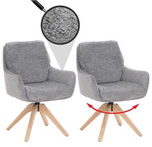 Set da 2 sedie da sala da pranzo HWC-Q37, sedia da cucina girevole con ritorno automatico, tessuto (680 g/m²) in ciniglia, certificata Oeko-Tex, struttura in legno MVG ~ grigio