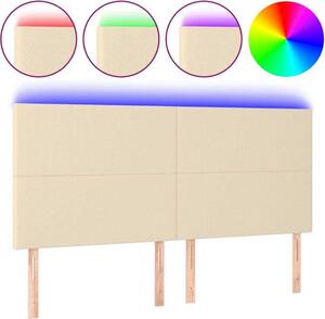 Testiera a LED Crema 180x5x118/128 cm in Tessuto