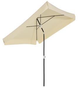 Outsunny Ombrellone da Esterno 198x195cm, Terrazza, Giardino con Tettuccio Quadrato, Regolabile e Portatile, Bianco Crema|Aosom