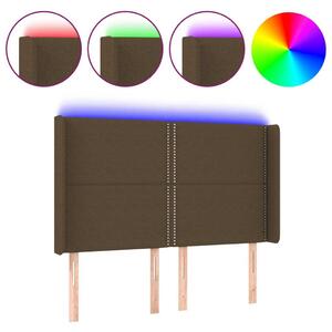 Testiera a LED MarroneScuro147x16x118/128cm inTessuto