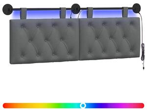 Testiera sospesa Con luce LED Grigio Scuro Tessuto
