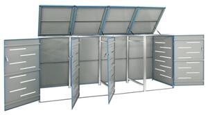 Copri Bidoni Pattume Quadruplo 276,5x77,5x115,5cm Acciaio Inox