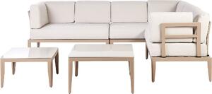 BELIANI Set di divani da giardino beige chiaro alluminio poliestere 6 posti 2 tavolini balcone terrazza