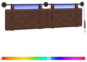 Testiera sospesa Con luce LED Marrone Pelle finta