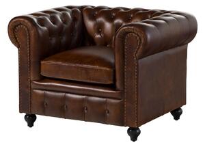 CHESTERFIELD #102 Poltrona - vera pelle / marrone 105x82x75