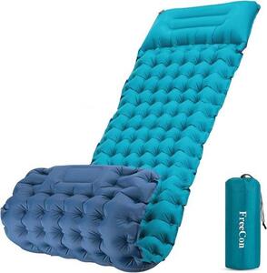 Materasso gonfiabile leggero per una persona, blu/turchese, 10 cm