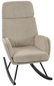 HOMCOM Sedia a Dondolo in Velluto a Coste con Schienale Alto, Seduta Ampia e Gambe in Legno di Caucciù, Beige | Aosom Italy