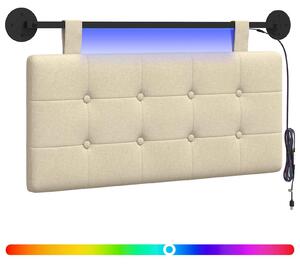 Testiera sospesa Con luce LED Crema Tessuto