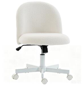 HOMCOM Sedia Scrivania Girevole in Sherpa con Altezza Regolabile, Funzione Dondolo, Capacità 120 kg, Crema | Aosom Italy
