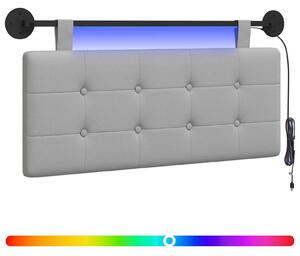 Testiera sospesa Con luce LED Grigio Nuvola Tessuto