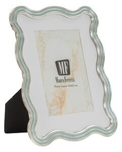 Cornice azzurra/argentata in metallo/in vetro verticale con sostegno 17,5x22,5 cm Elizabeth – Mauro Ferretti