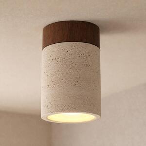 Plafoniera Lucande Carlotta, Ø 12 cm, beige, cemento, E27 Carlotta Lucande, dimmerabile, Crema / Ambra, Soggiorno / Sala da pranzo, calcestruzzo / cemento, Moderno