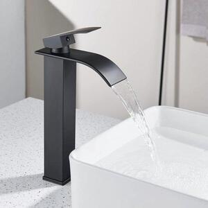 Miscelatore monocomando nero per acqua calda e fredda, rubinetto per lavabo da bagno