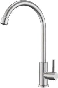 Rubinetto da cucina per acqua fredda, in acciaio inossidabile, orientabile a 360 gradi