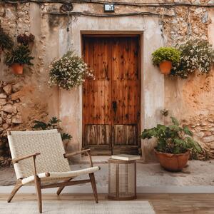 Carta da parati – Facciata rustica mediterranea con fiori
