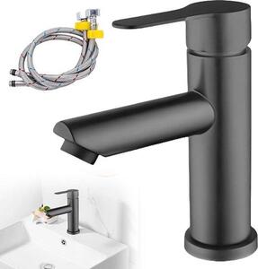 Miscelatore monocomando da 175 mm in acciaio inossidabile nero per lavabo (acqua fredda)