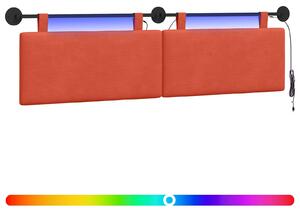 Testiera sospesa Con luce LED Rosso Arancio Tessuto in Cords