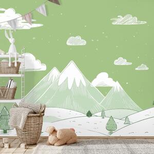 Carta da parati – Paesaggio invernale con montagne e alberi