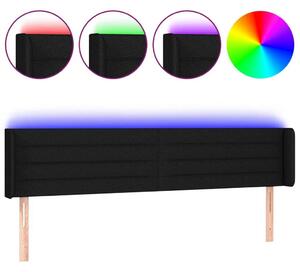 Testiera a LED Nera 203x16x78/88 cm in Tessuto