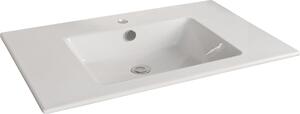 Lavabo FACKELMANN KERA 810 / Lavabo in Vetroceramica / Dimensioni (L x A x P): circa 81 x 16,5 x 51 cm / Lavabo da incasso / Lavabo di alta qualità per bagno e WC / Colore: bianco / Larghezza: 81 cm
