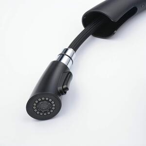 Rubinetto da cucina con doccetta estraibile - gittata orientabile a 360° - nero - ottone