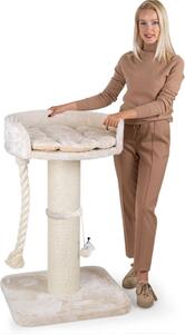 HAPPYPET Premium Albero per gatti 'Balu' Stabile per gatti di grandi dimensioni - Albero per gatti, albero per arrampicarsi, per Maine Coon, Ragdoll, pali spessi 18 cm, 100 cm di altezza, Crema