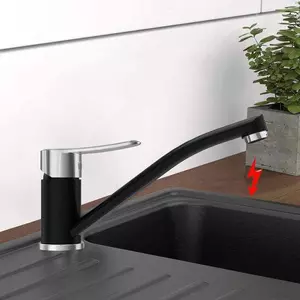 Rubinetto da cucina in acciaio inossidabile nero, orientabile a 360°, 3 attacchi