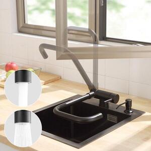 Rubinetto da cucina nero a leva, orientabile a 180°
