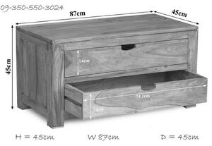 NATURE GREY #0124 Cassettiera in legno di sheesham - oliato / grigio 87x45x45
