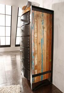 INDUSTRIAL #09 Cassettiera in legno riciclato e ferro - laccato multicolore 60x43x120