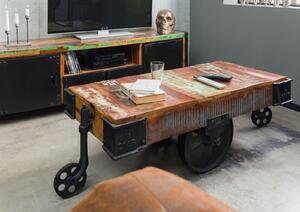 Tavolino da salotto in legno di Legno riciclato 120x60x43 multicolore laccato INDUSTRIAL #18