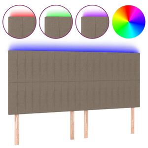 Testiera a LED Tortora 160x5x118/128 cm in Tessuto