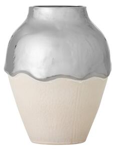 Vaso color crema/argentato in gres (altezza totale 26 cm) Silvio – Bloomingville