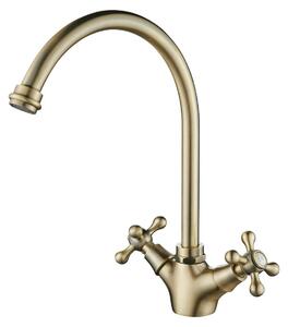Aquanello Heritage Ascot: Miscelatore da cucina classico in bronzo con bocchetta rotonda, modello BN-4003-HA