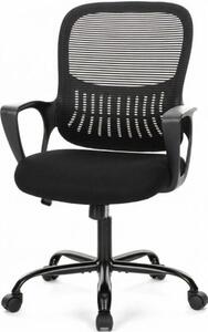 Sedia girevole da ufficio con schienale a rete, modello C-7318-BK, con supporto lombare, colore nero