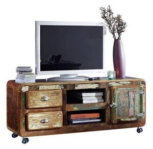 Mobile TV in legno di Legno riciclato 135x40x56 multicolore laccato FREEZY #09