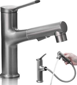Rubinetto da bagno a tre vie con doccetta estraibile, grigio, G3/8