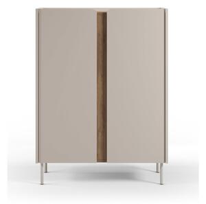 Mobile effetto rovere in colore crema-naturale 90x120x40 cm Lucile - Marckeric