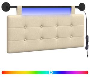 Testiera sospesa Con luce LED Crema Tessuto