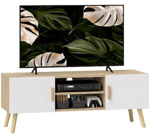HOMCOM Mobile TV mobile in legno per TV fino a 50 pollici con ripiani, 2 armadi e passacavi, rovere