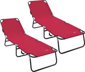Lettino prendisole pieghevole 2 pcs Rosso 188 x 57 x 86,5 cm