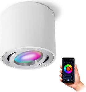 SSC-LUXon CELI-2W faretto da superficie orientabile bianco compatibile con Alexa, Siri e Google - spot da superficie incl. Smart RGB WLAN GU10 LED