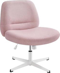 Sedia da ufficio Rootz Pink - Seduta ampia - Base a croce - Acciaio e misto cotone-lino - Altezza regolabile - 72 cm x 72 cm x 75-83 cm